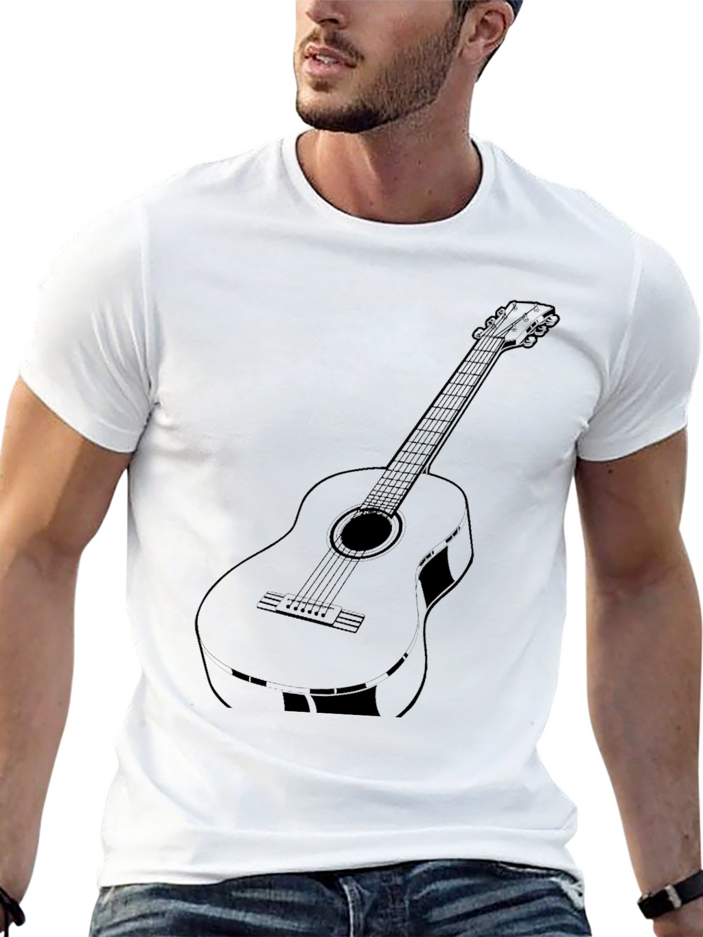 Guitar Graphic Tee - Black Casual T-Shirt