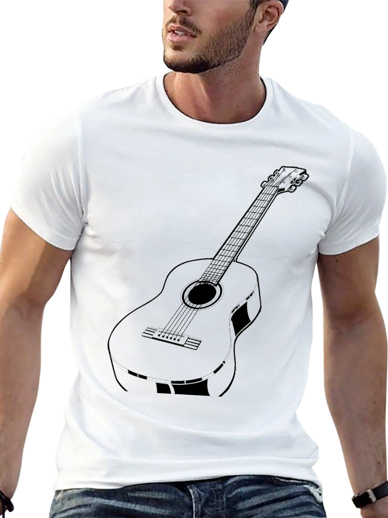 Guitar Graphic Tee - Black Casual T-Shirt