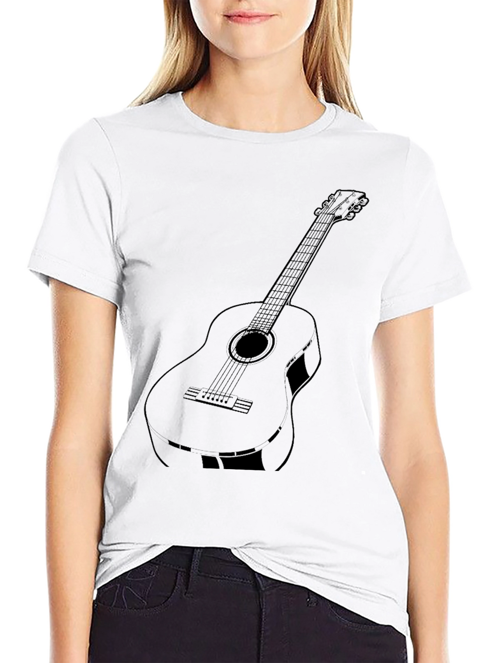 Guitar Graphic Tee - Black Casual T-Shirt