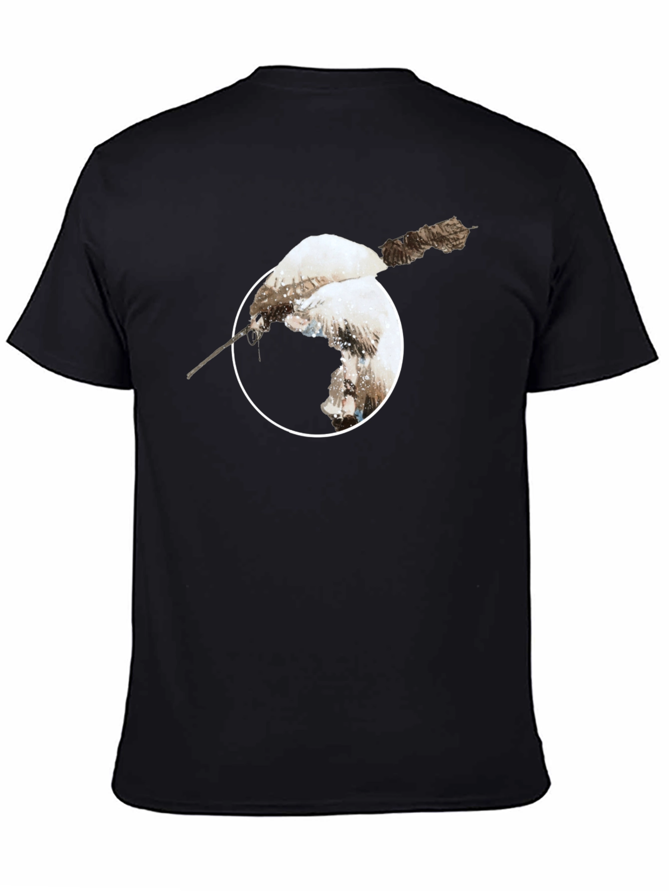 Unique Bird Print Black T-Shirt