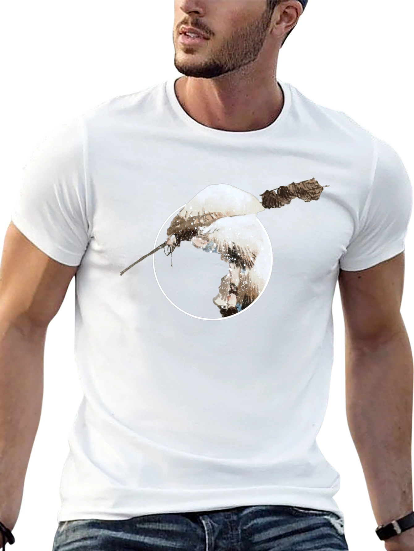 Unique Bird Print Black T-Shirt