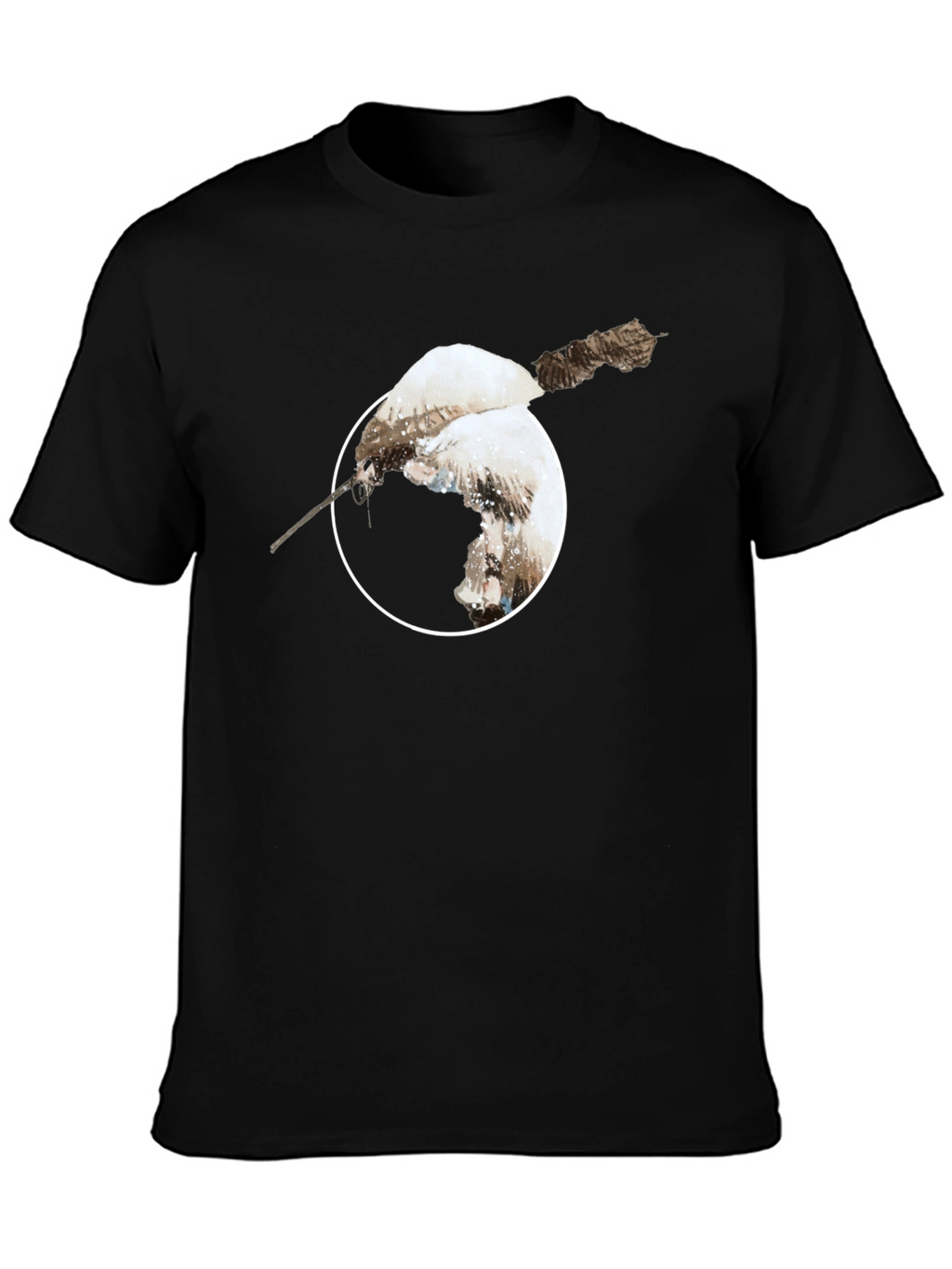 Unique Bird Print Black T-Shirt