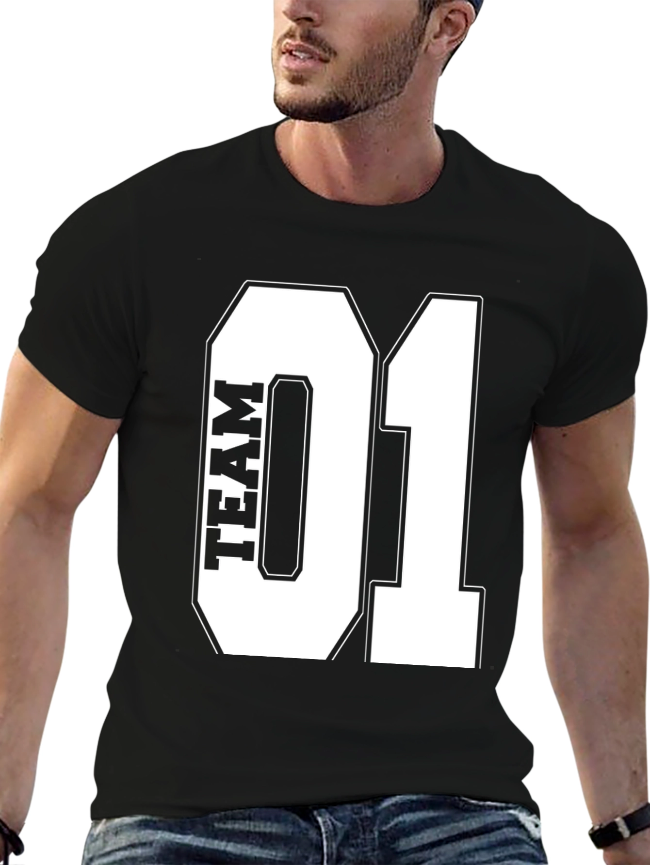 Team 01 Graphic Print Black T-Shirt
