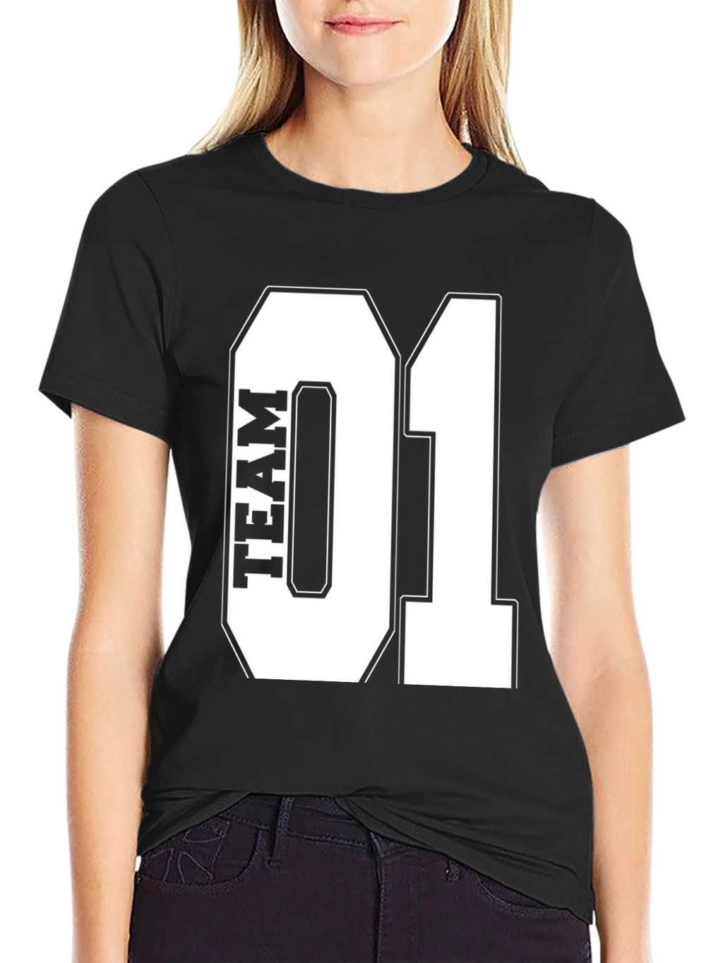 Team 01 Graphic Print Black T-Shirt