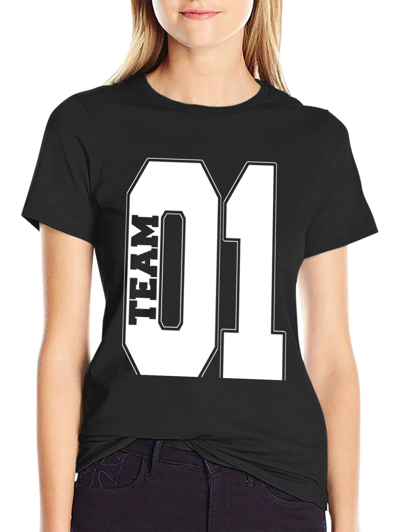 Team 01 Graphic Print Black T-Shirt