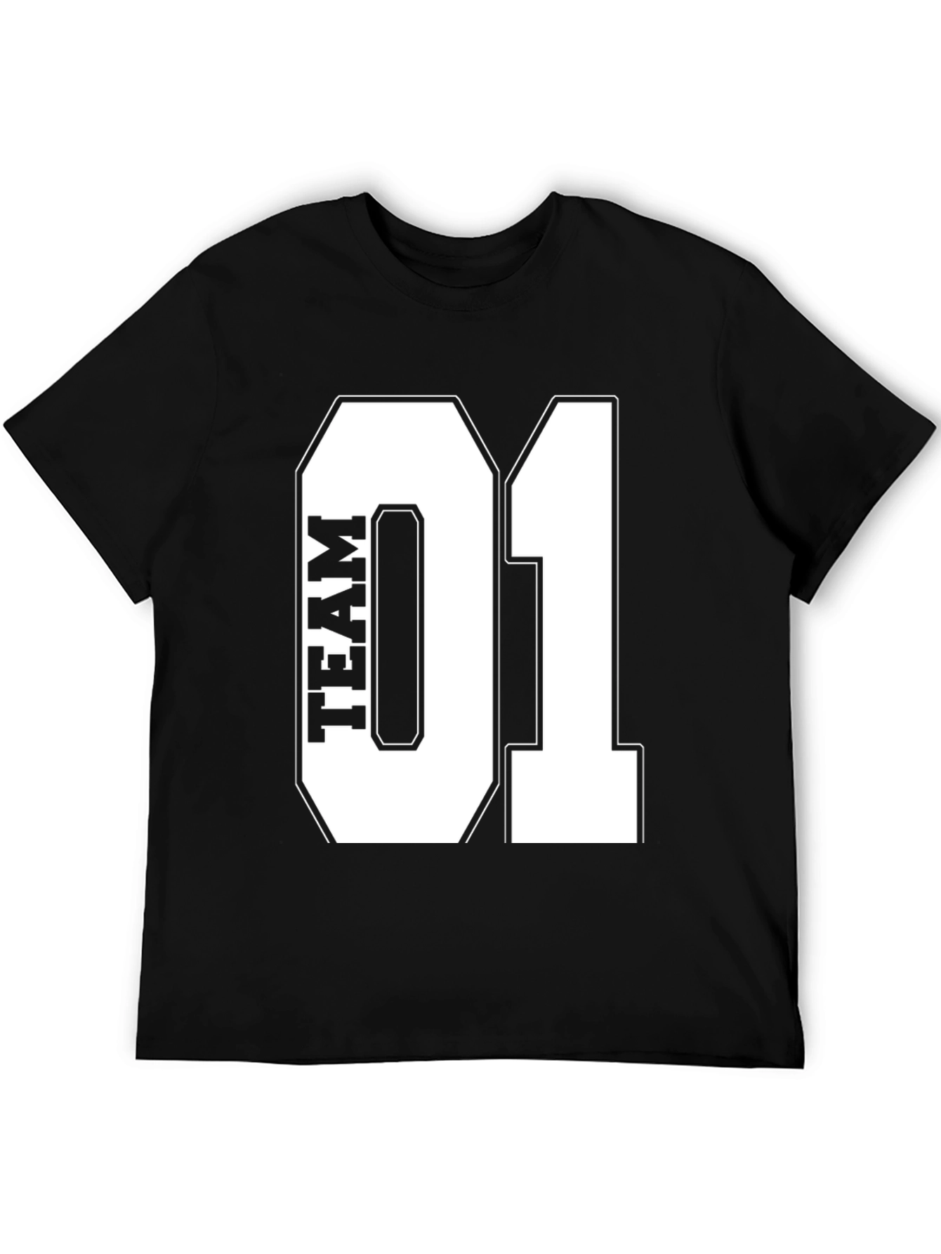 Team 01 Graphic Print Black T-Shirt