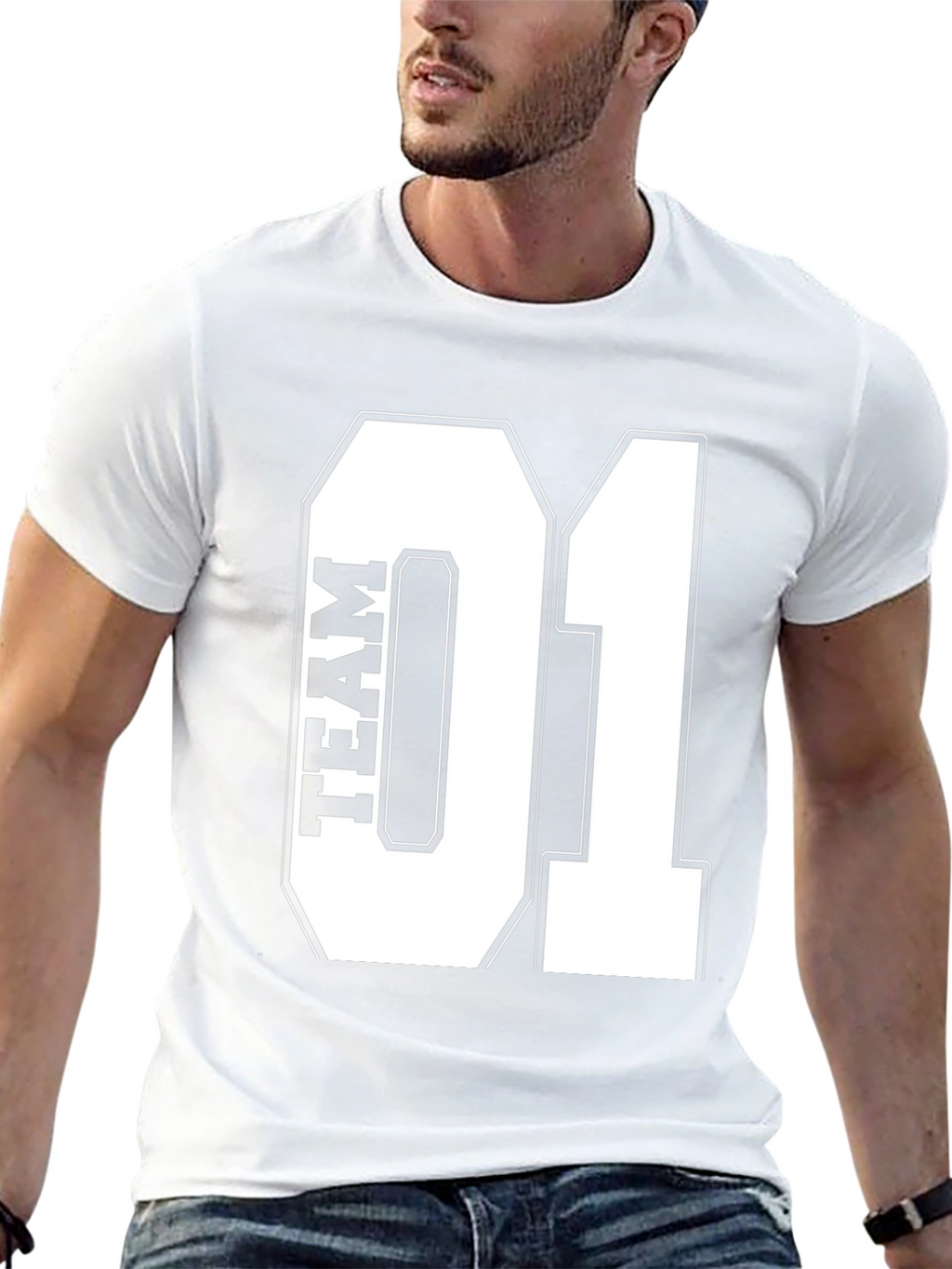 Team 01 Graphic Print Black T-Shirt