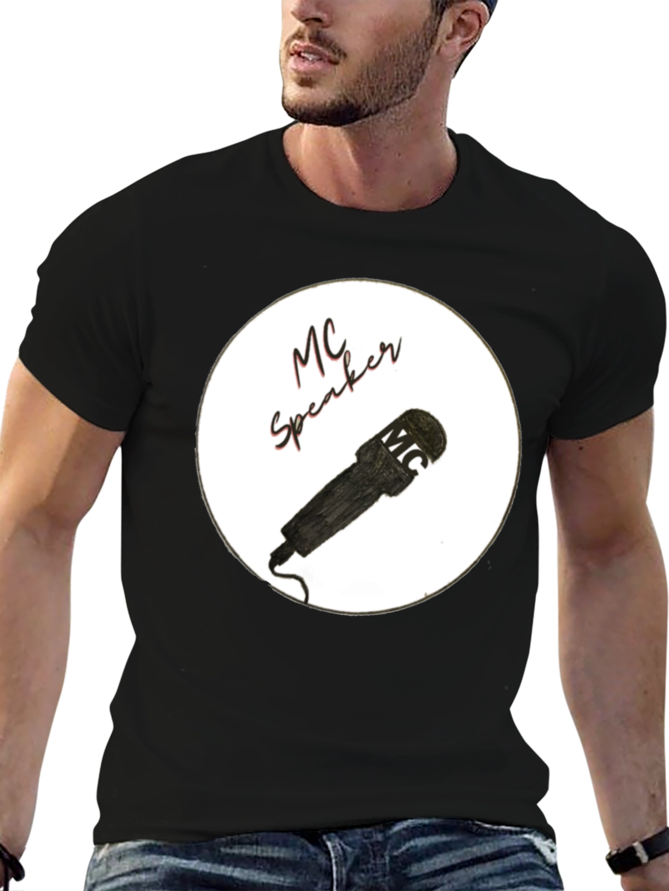 MC Speaker Black T-Shirt - Stylish Music Lover Tee