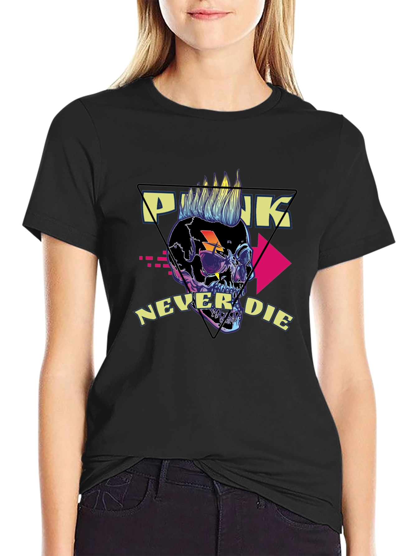 Punk Never Die Graphic Tee - Skull Design