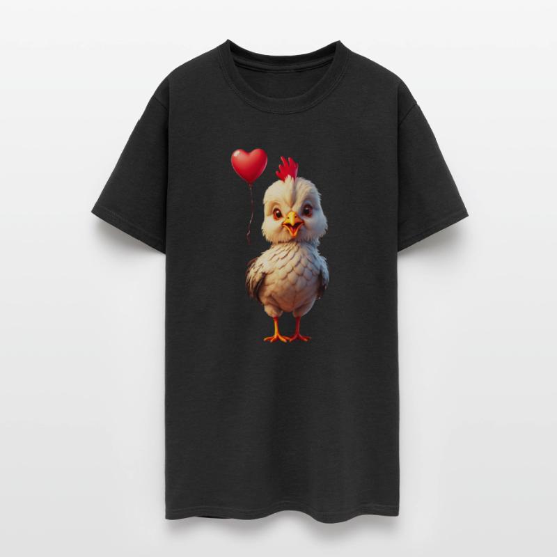 Adorable chick with heart shaped balloon.