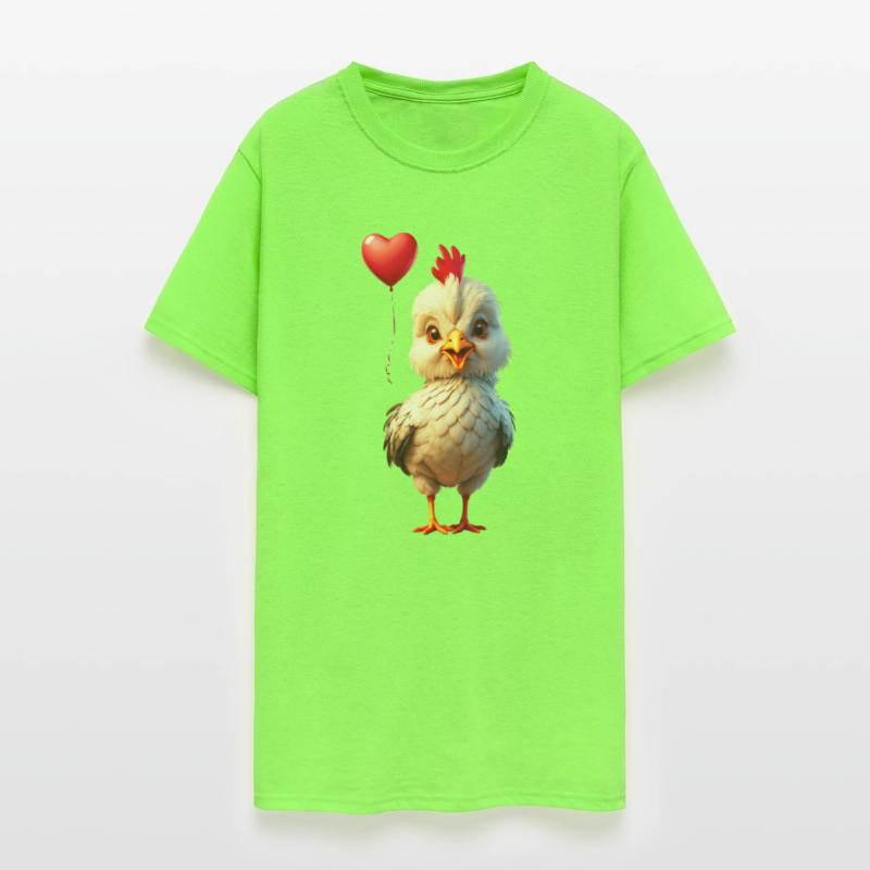 Adorable chick with heart shaped balloon.