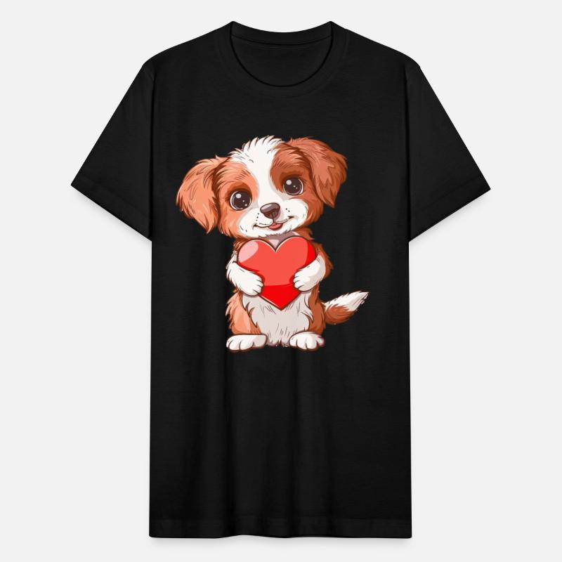 Adorable Puppy Holding Heart Illustration Perfect
