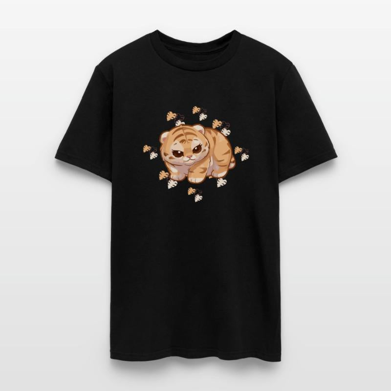 Adorable Tiger Cub with Tropical Leaves