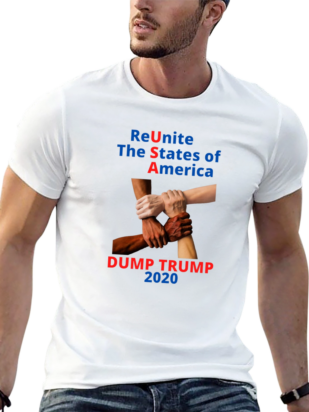ReUnite America T-Shirt Dump Trump 2020 Black
