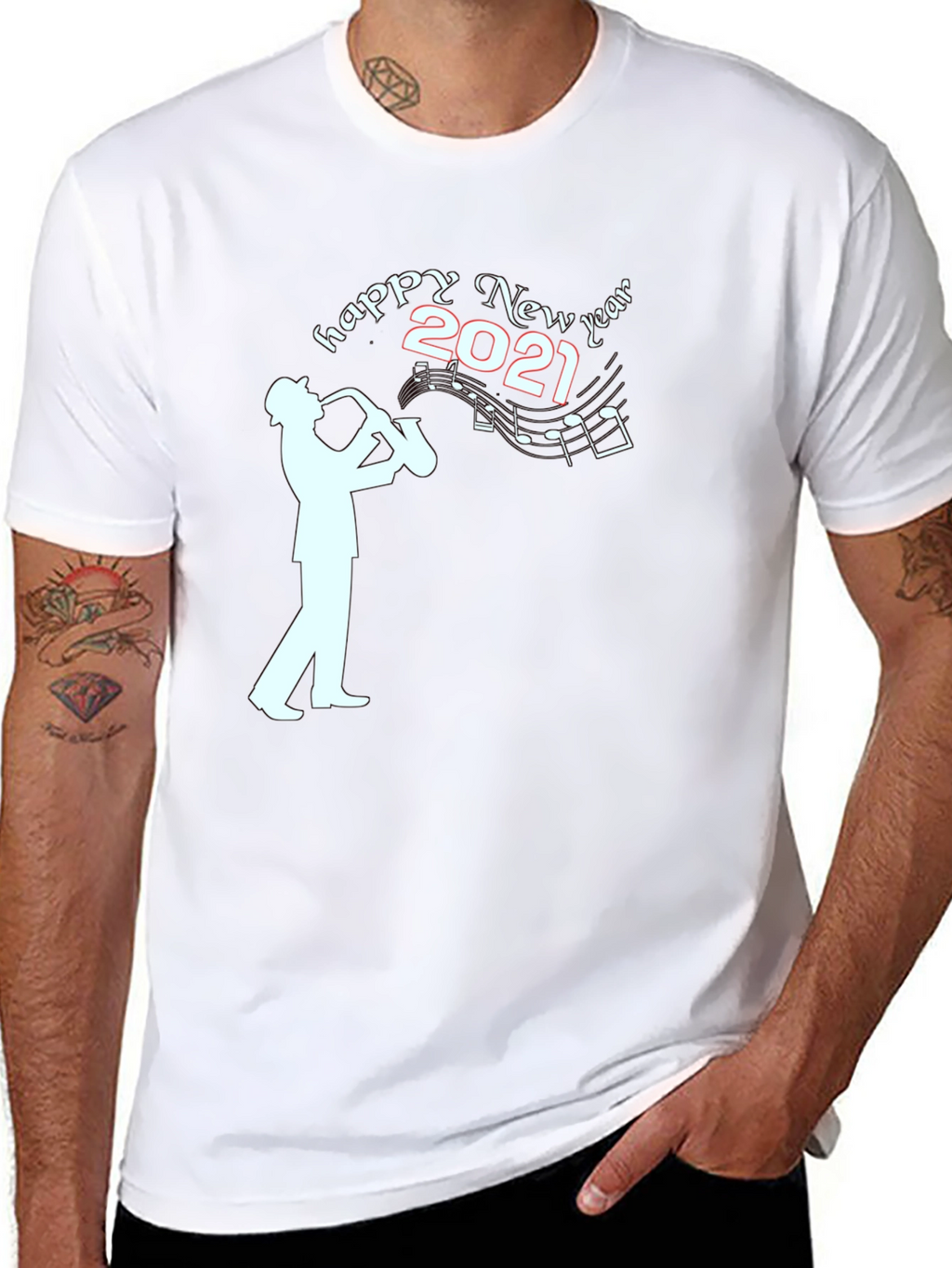 Happy New Year 2021 Saxophone Player T-Shirt