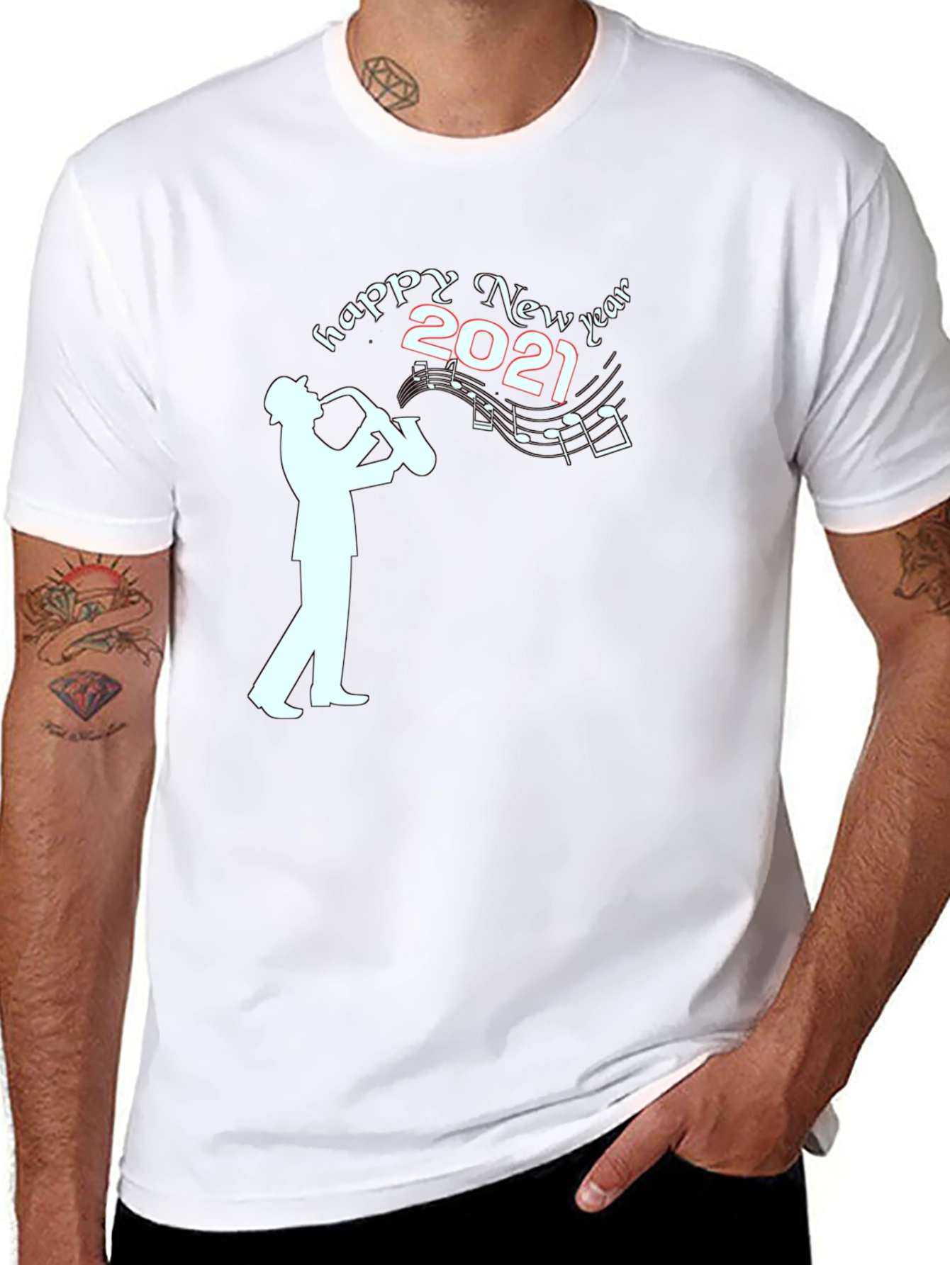 Happy New Year 2021 Saxophone Player T-Shirt