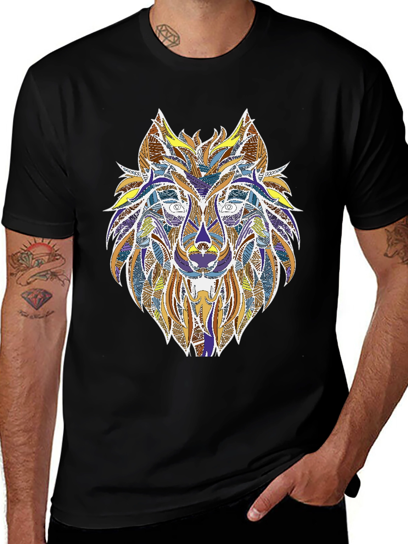 Wolf Graphic Print Tee - Stylish Mens T-Shirt