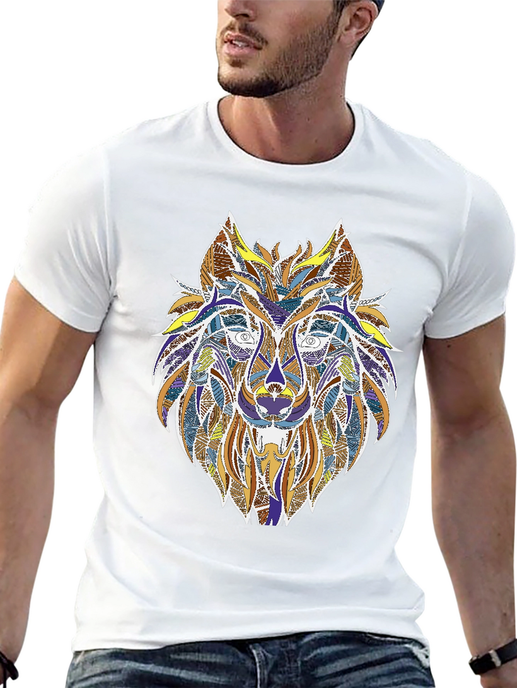 Wolf Graphic Print Tee - Stylish Mens T-Shirt