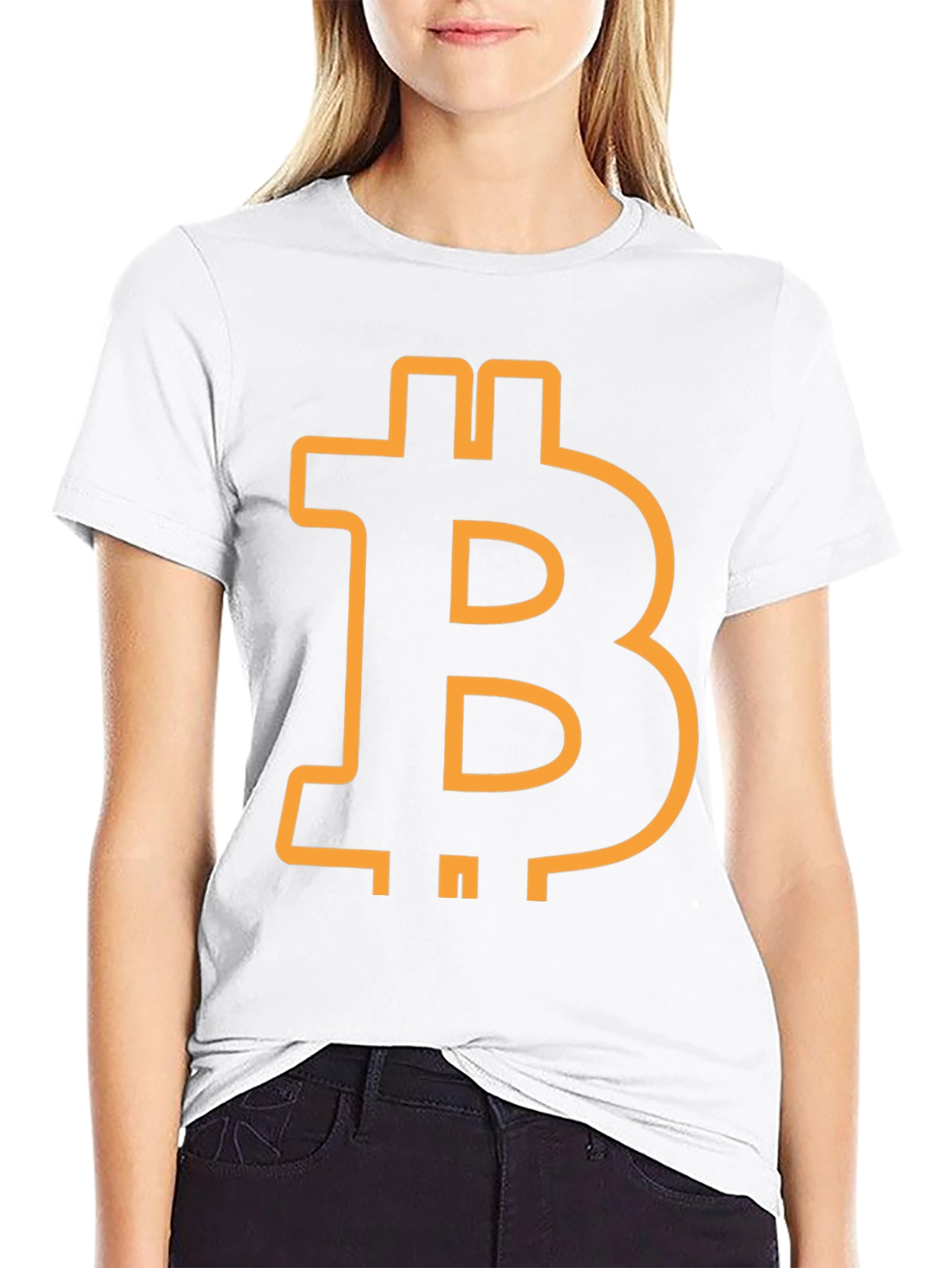 Bitcoin Symbol Graphic Tee - Black Cotton Blend