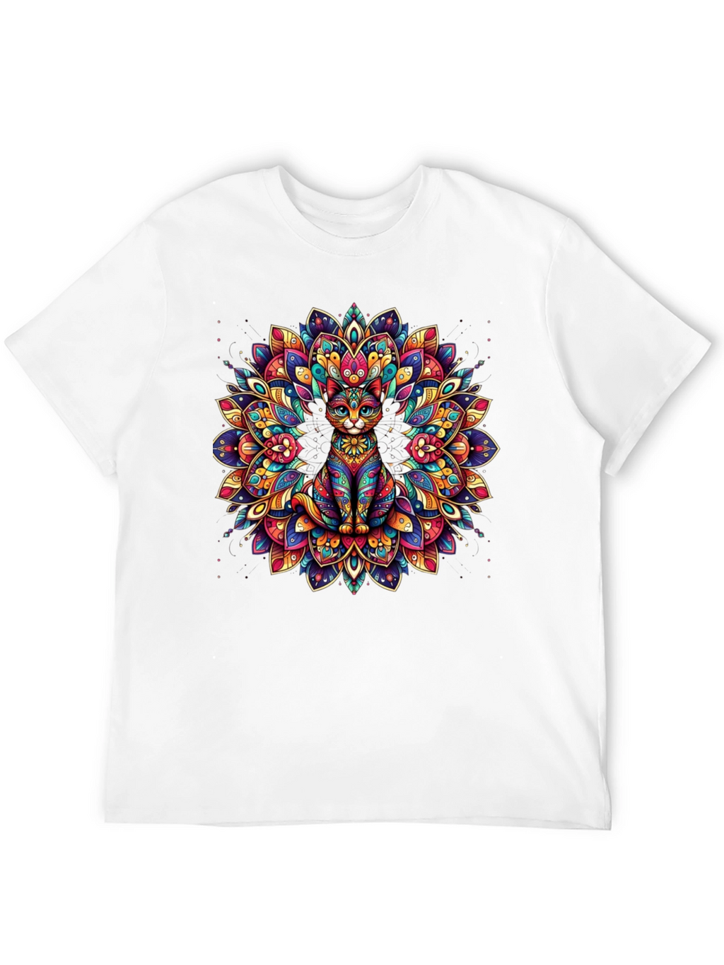 Psychedelic Cat Mandala Graphic Tee
