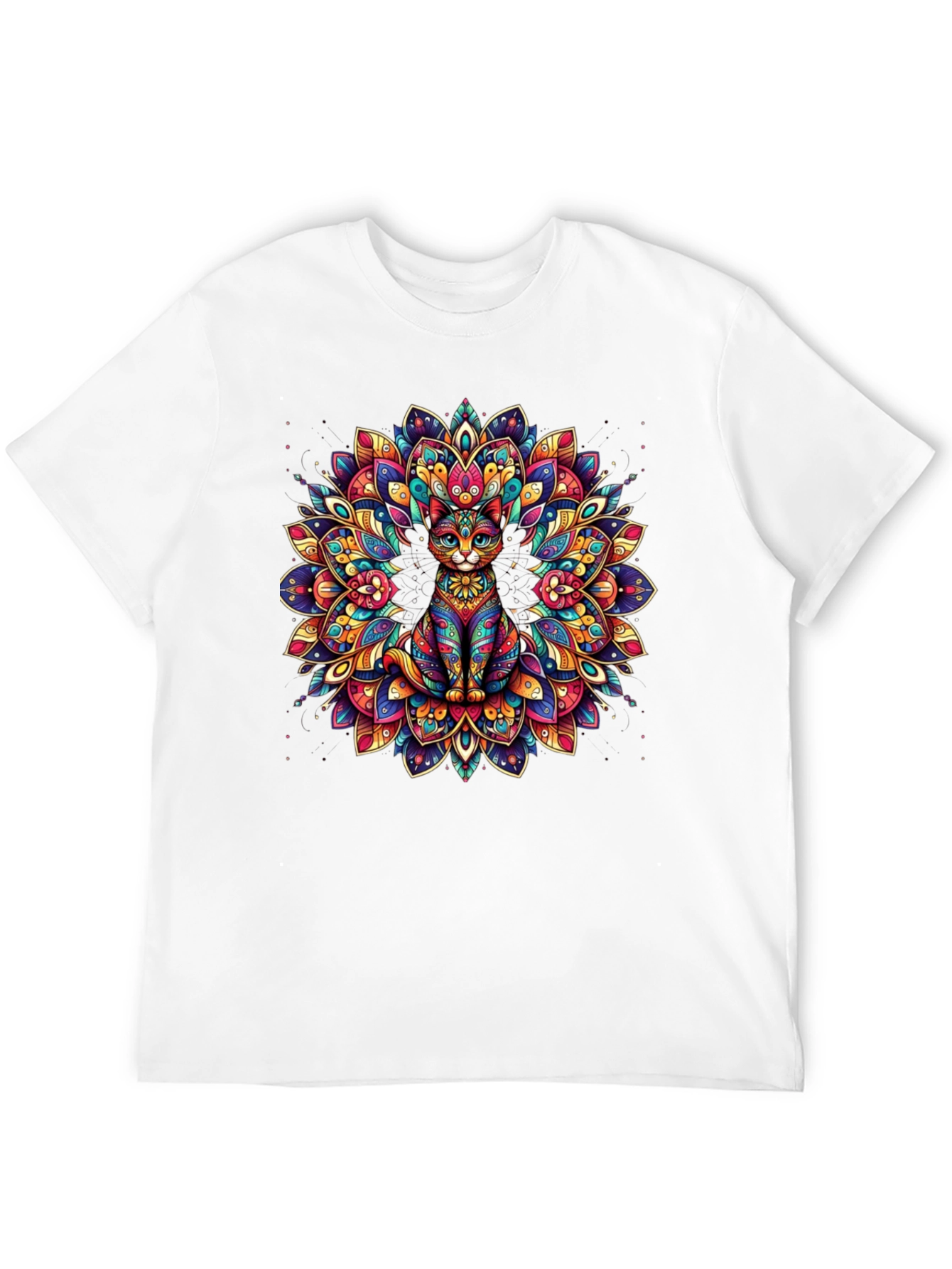 Psychedelic Cat Mandala Graphic Tee