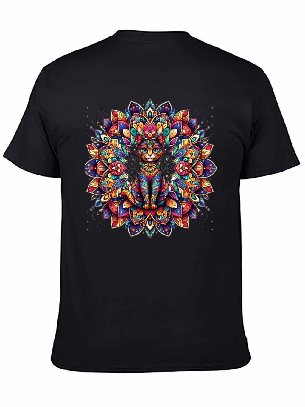 Psychedelic Cat Mandala Graphic Tee