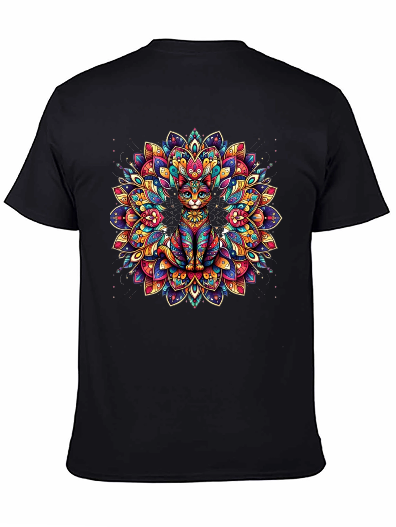 Psychedelic Cat Mandala Graphic Tee