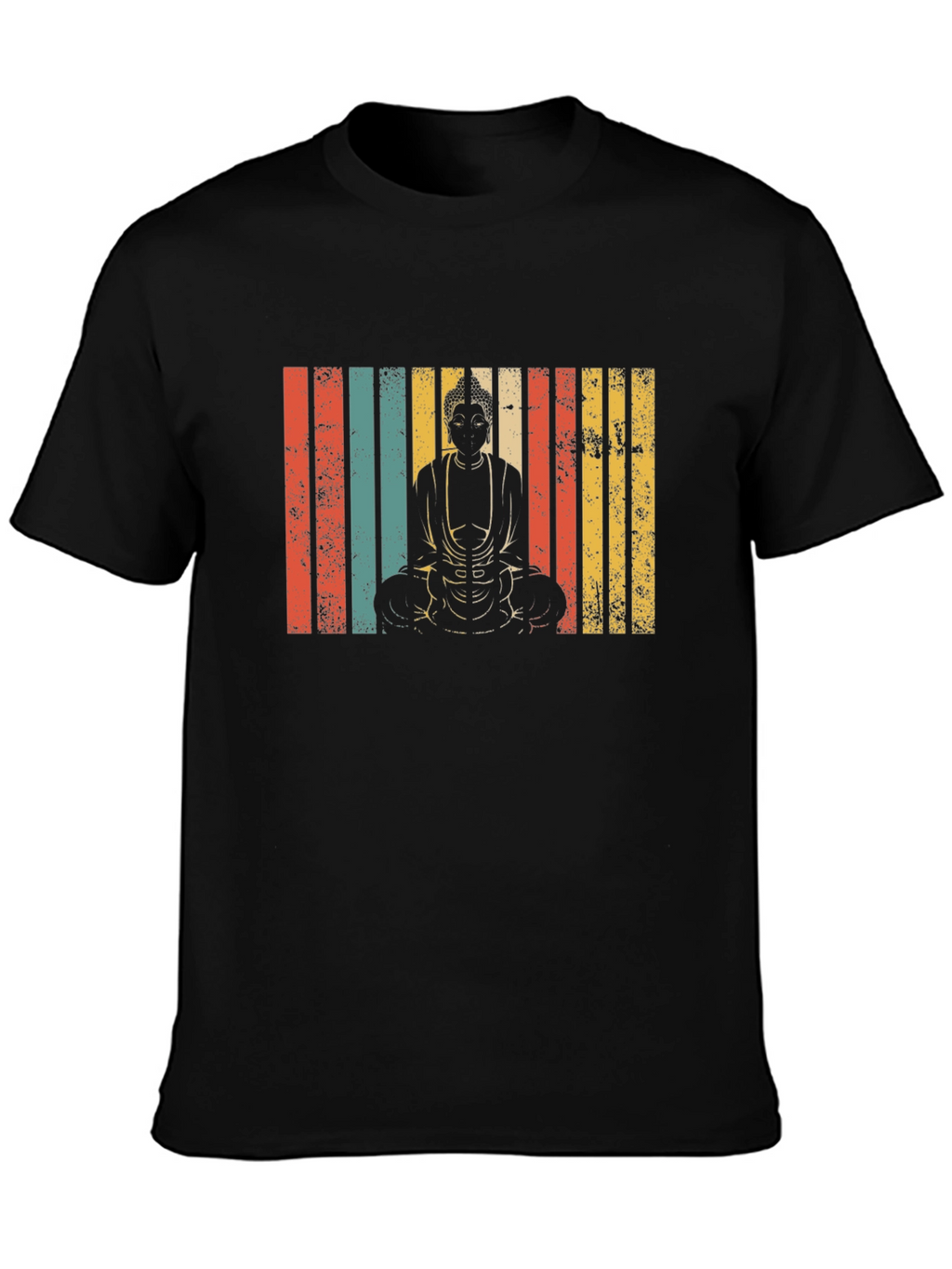 Buddha Graphic Tee - Retro Stripe Design
