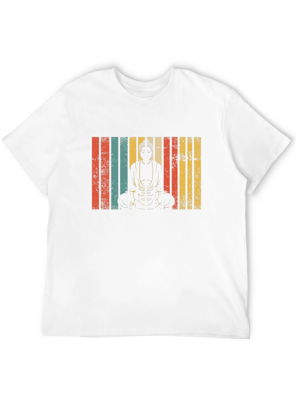 Buddha Graphic Tee - Retro Stripe Design