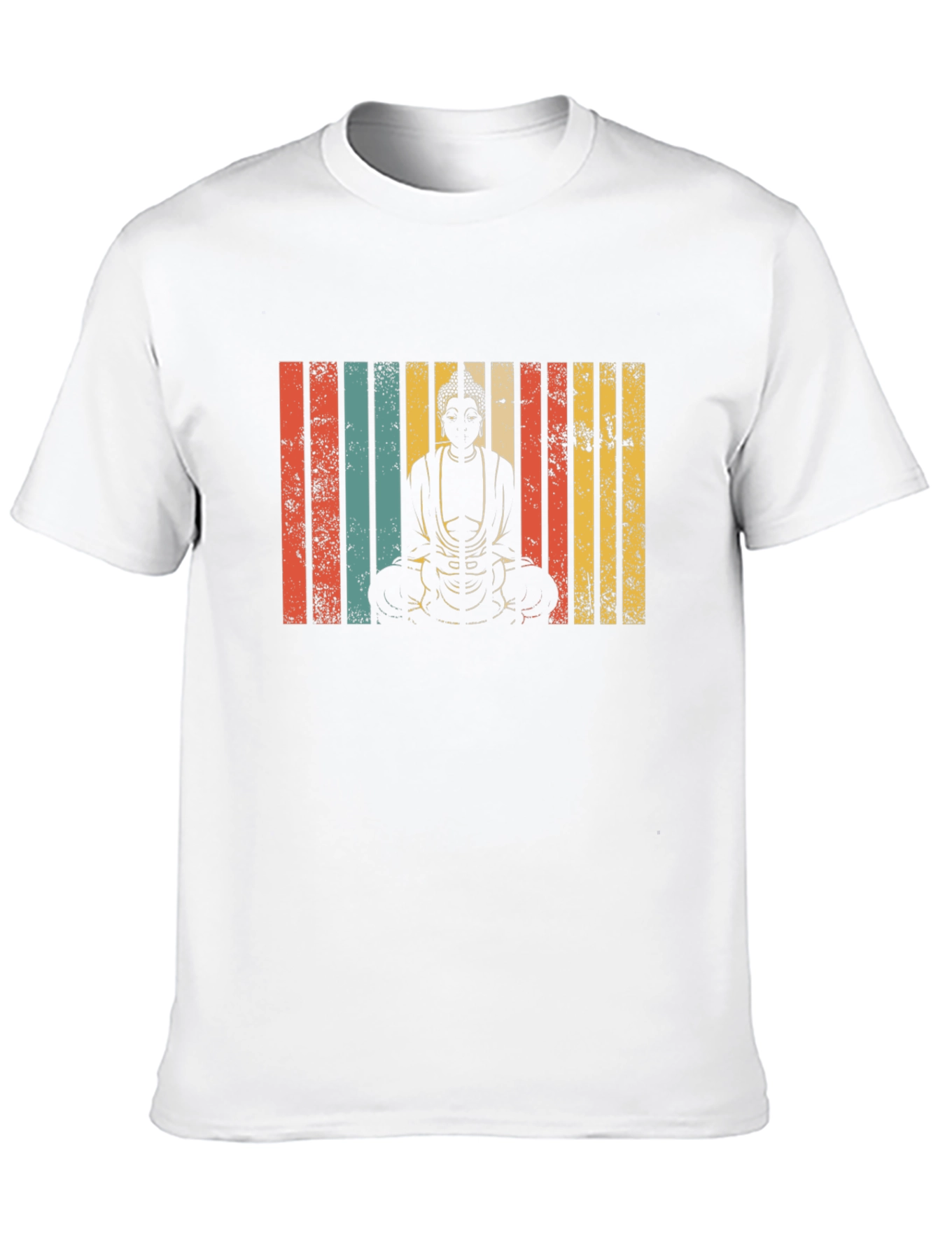 Buddha Graphic Tee - Retro Stripe Design