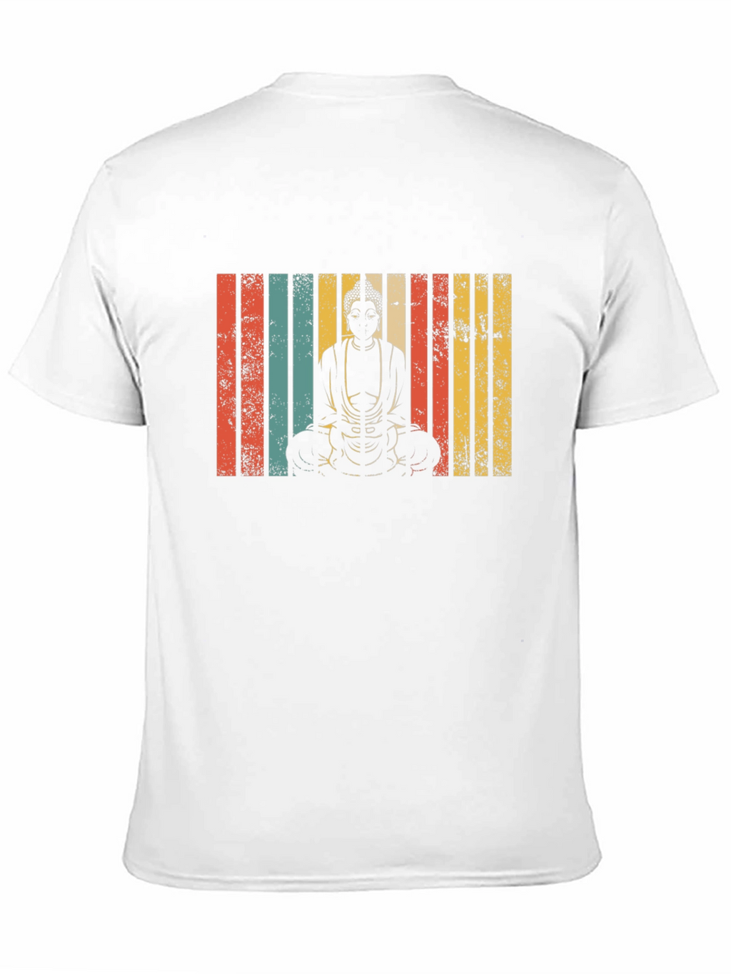 Buddha Graphic Tee - Retro Stripe Design