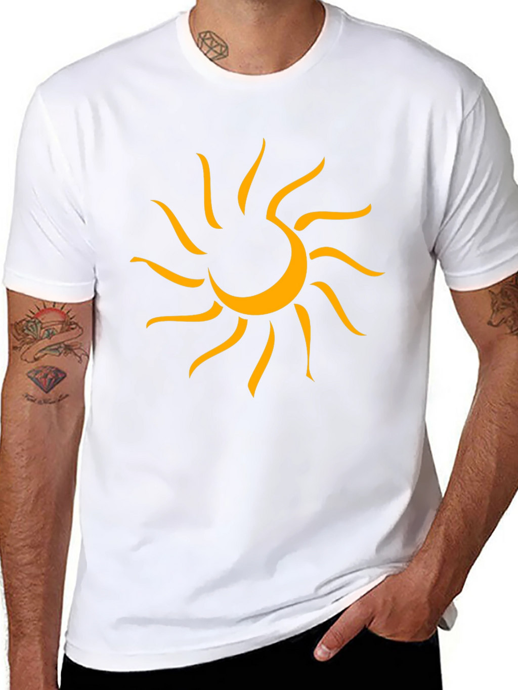 Graphic Sun Tee - Mens Black Cotton T-Shirt