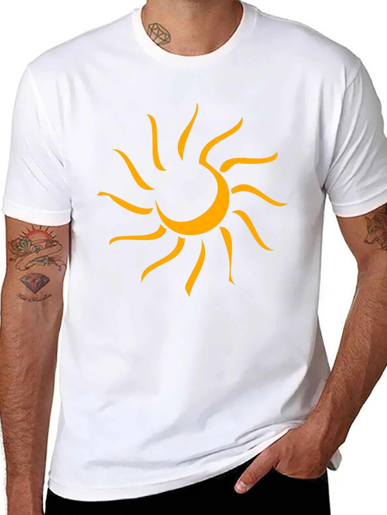 Graphic Sun Tee - Mens Black Cotton T-Shirt