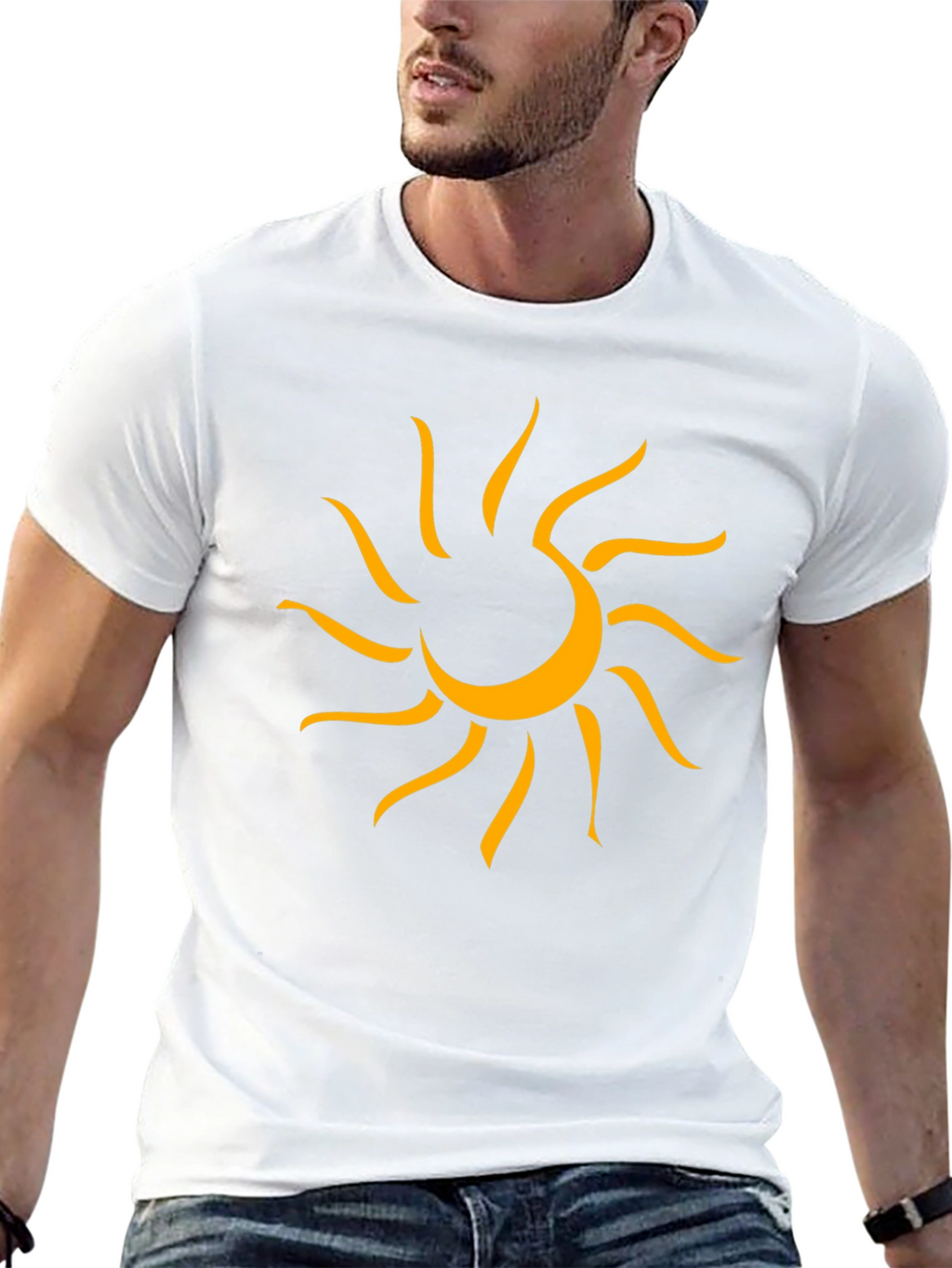 Graphic Sun Tee - Mens Black Cotton T-Shirt