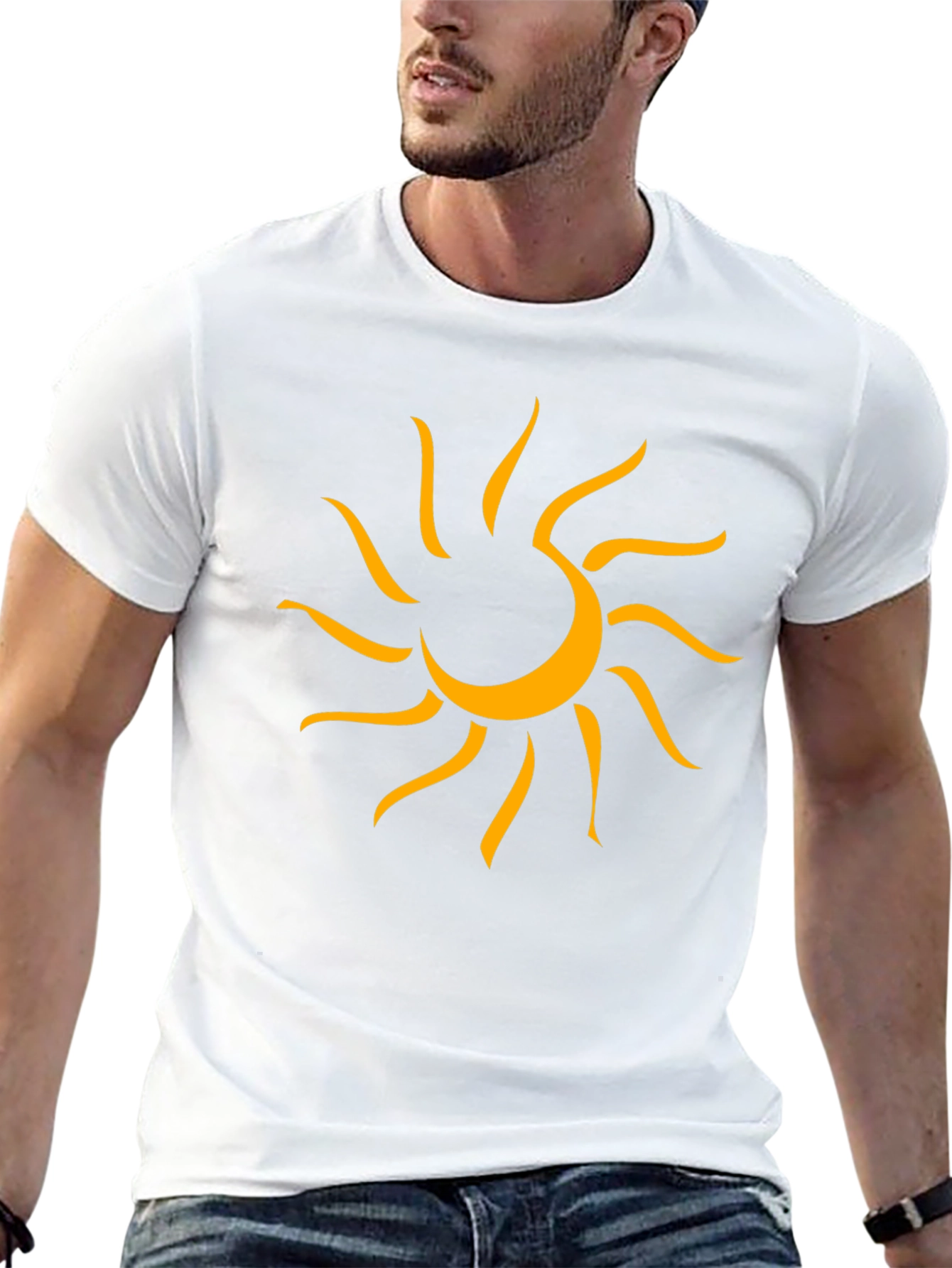Graphic Sun Tee - Mens Black Cotton T-Shirt
