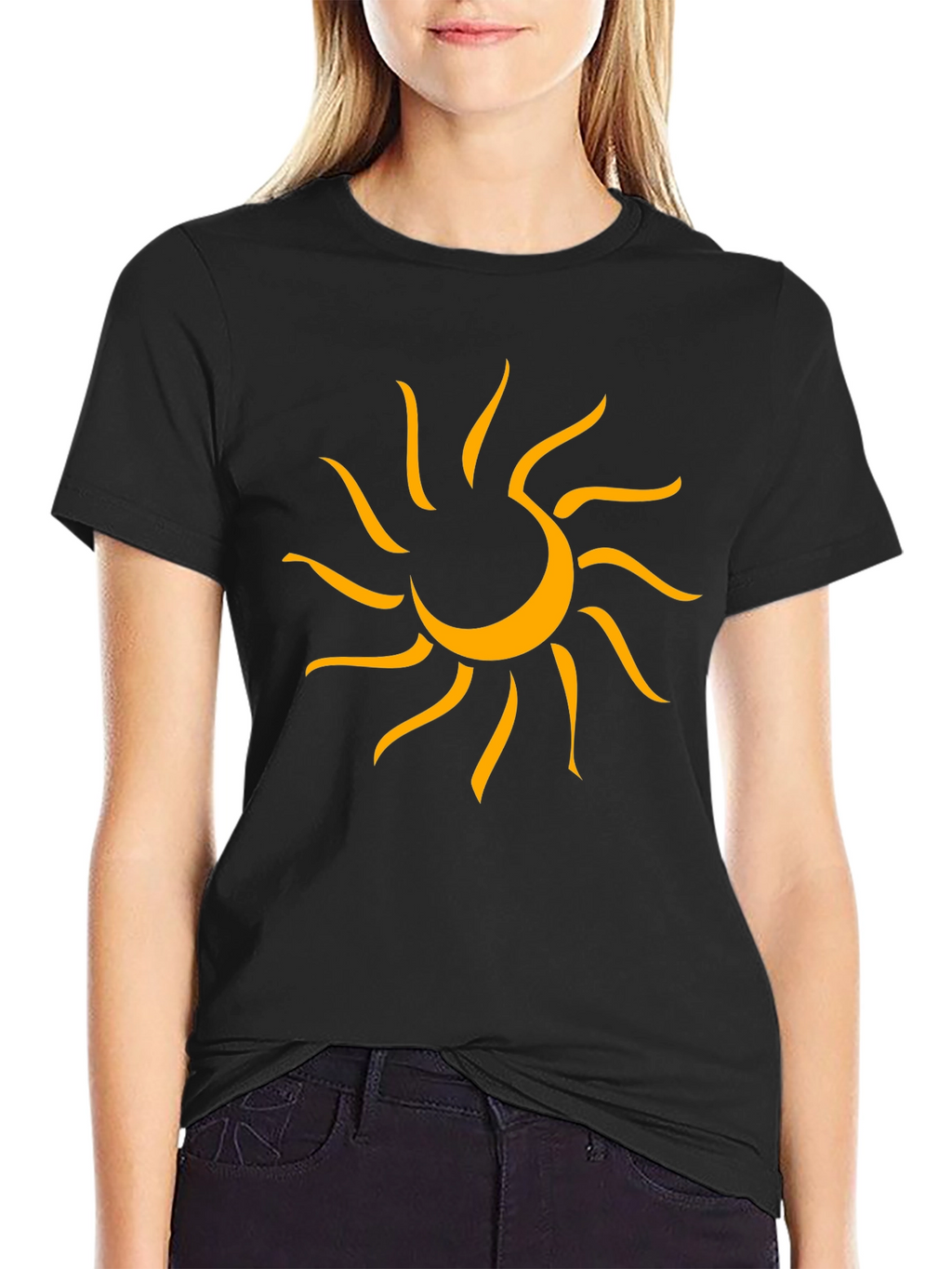 Graphic Sun Tee - Mens Black Cotton T-Shirt
