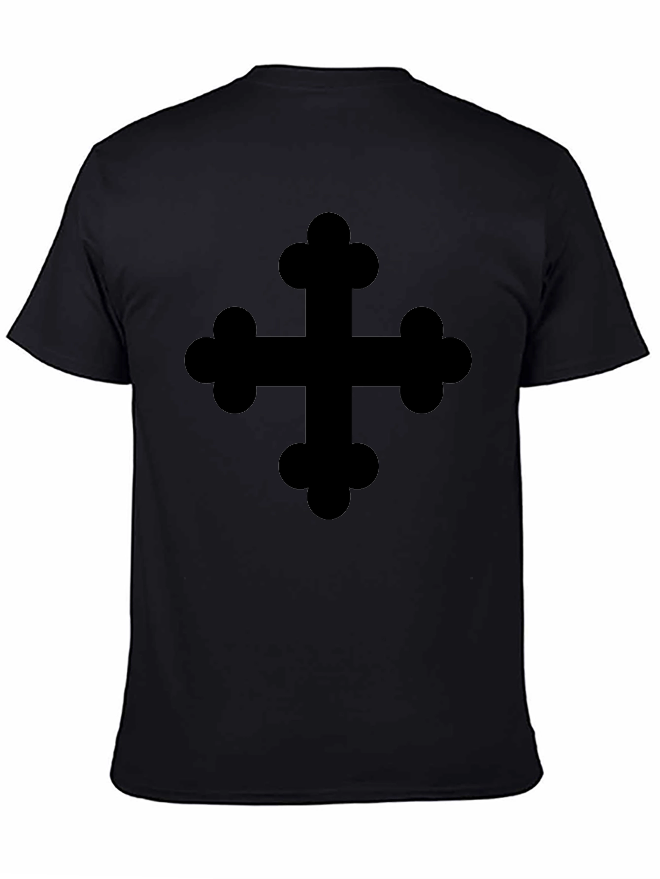 Black T-Shirt with Decorative Cross Design