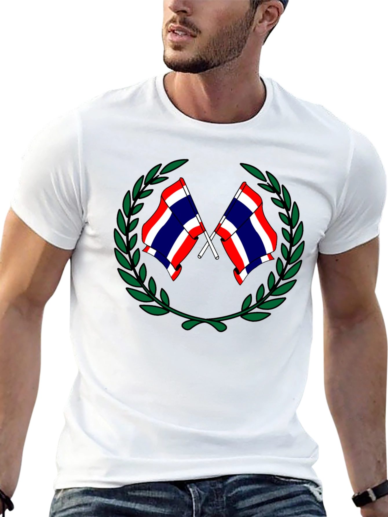 Thailand Flag T-Shirt - Black Crew Neck
