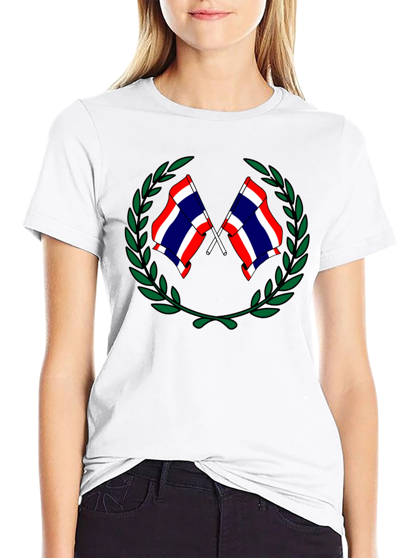 Thailand Flag T-Shirt - Black Crew Neck