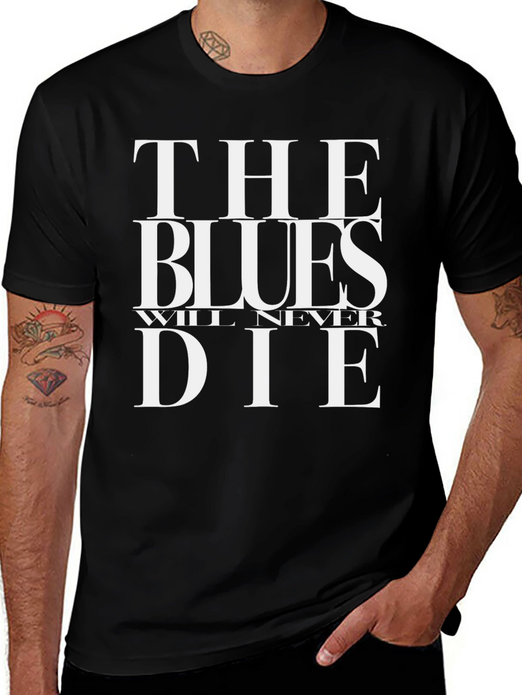 The Blues Will Never Die Black T-Shirt