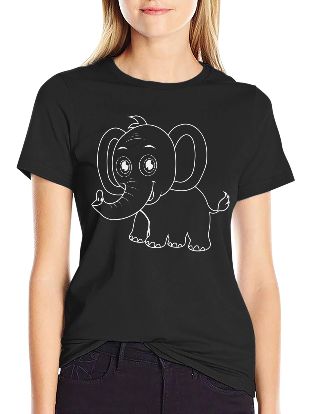 Cute Elephant Graphic T-Shirt - Unisex Black Tee