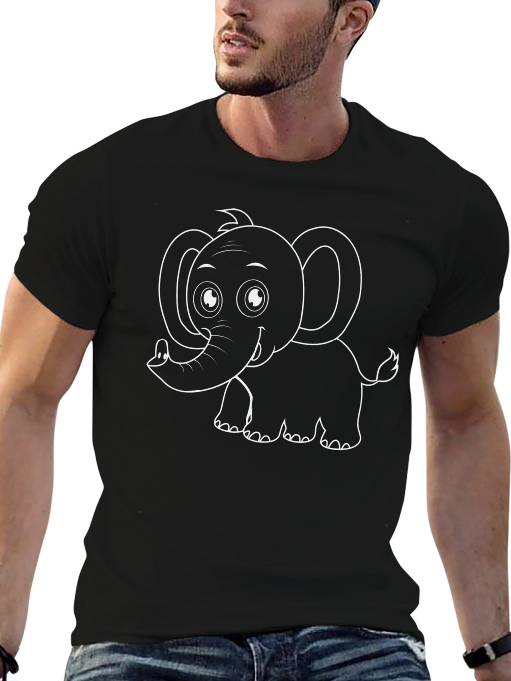 Cute Elephant Graphic T-Shirt - Unisex Black Tee