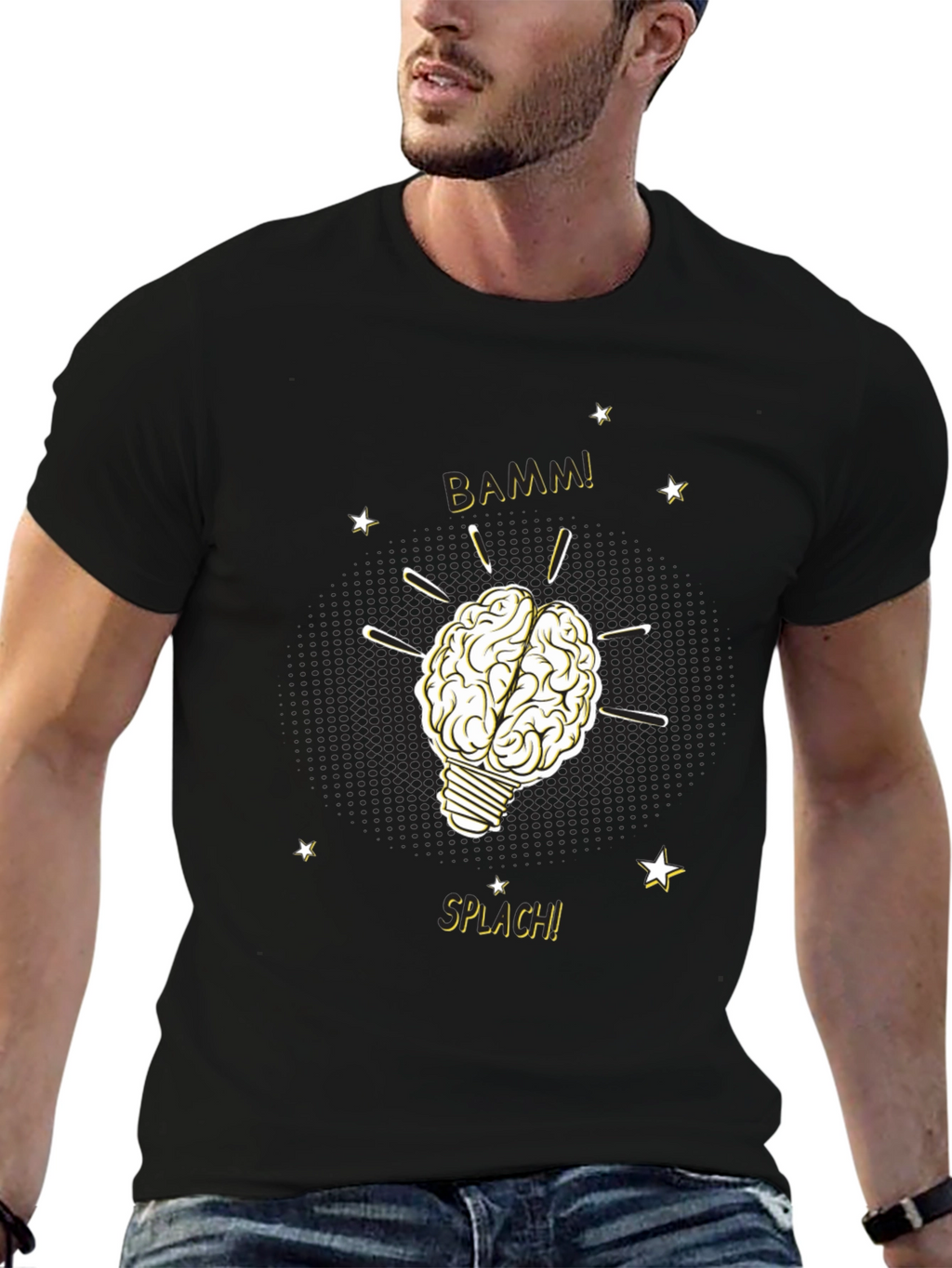Brainy Idea T-Shirt - Light Bulb Brain BAMM!