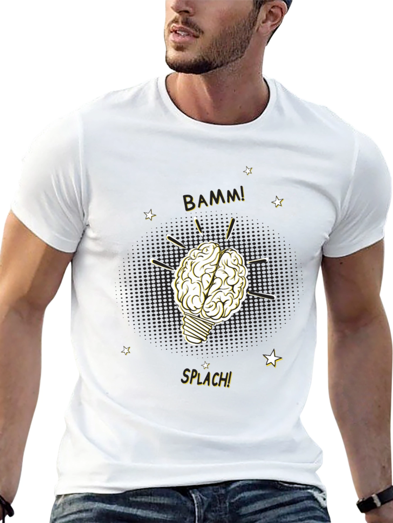 Brainy Idea T-Shirt - Light Bulb Brain BAMM!