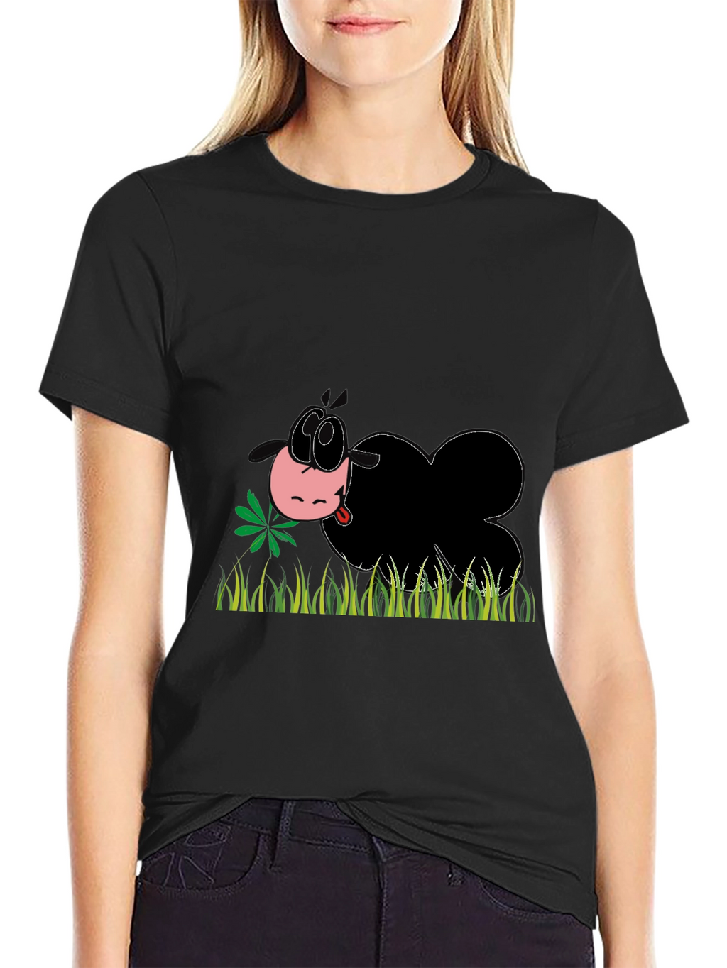 Cartoon Sheep Eating Grass T-Shirt