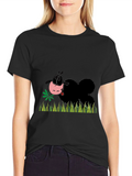 Cartoon Sheep Eating Grass T-Shirt