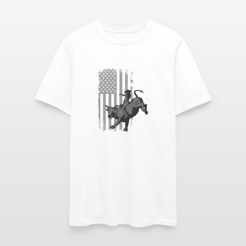American Flag Bucking Bull Riding Patriotism Rodeo