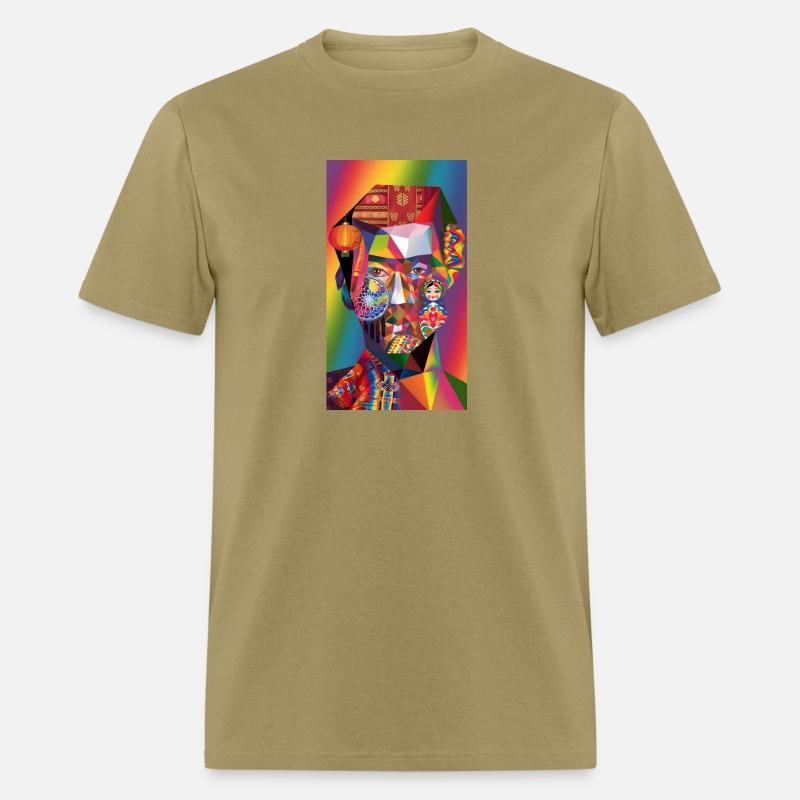 an abstract portrait with a rainbow