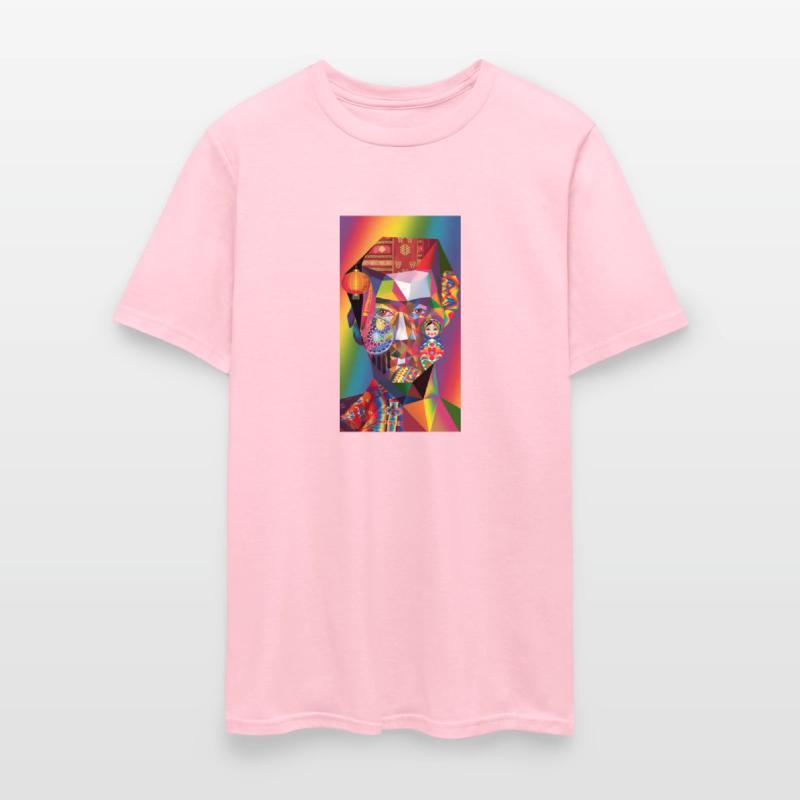 an abstract portrait with a rainbow