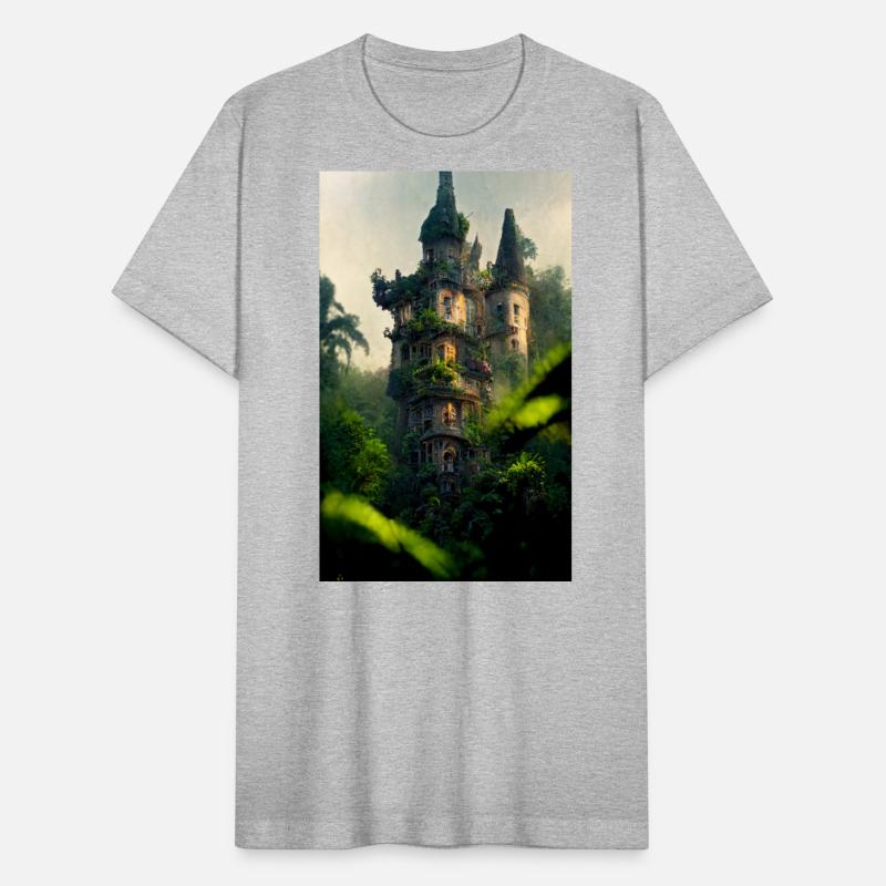 An old abandoned castle in the jungle. Green